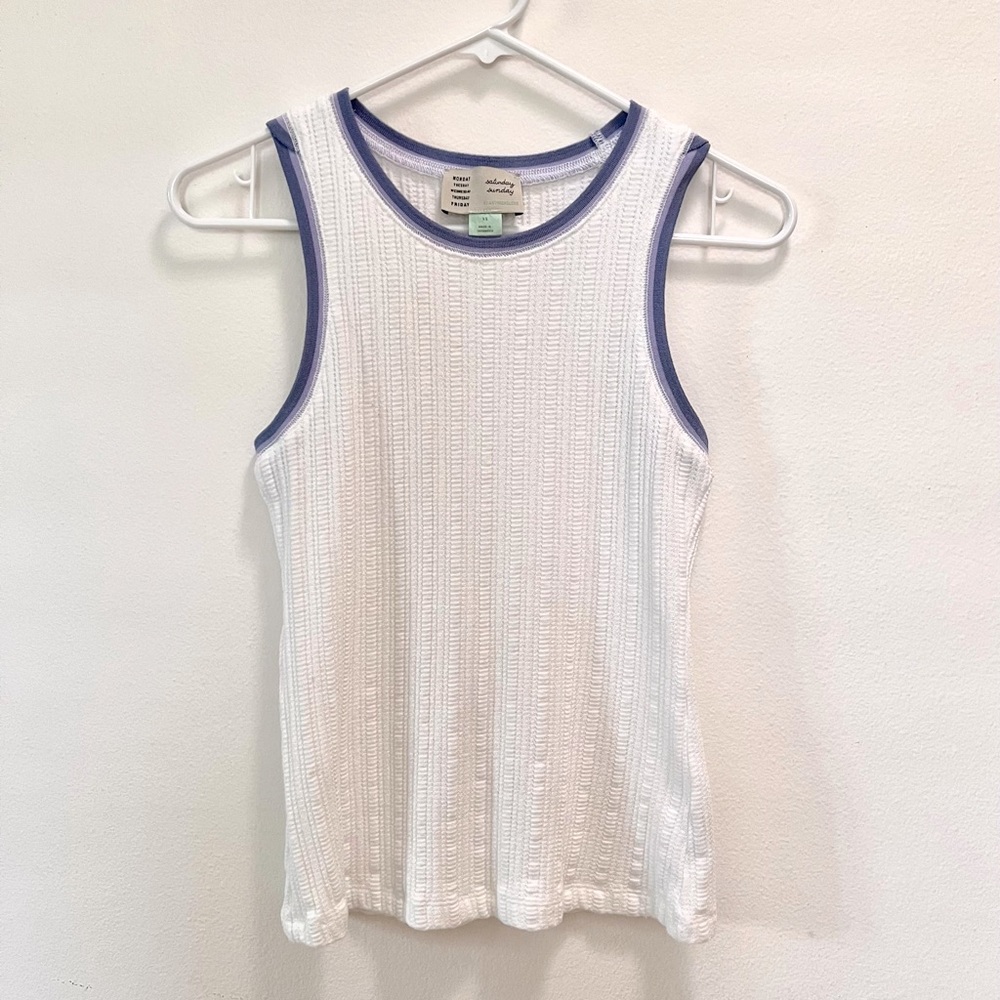Anthropologie White Monday Tuesday Wednesday Thursday … Tank Top Cami / Size XS